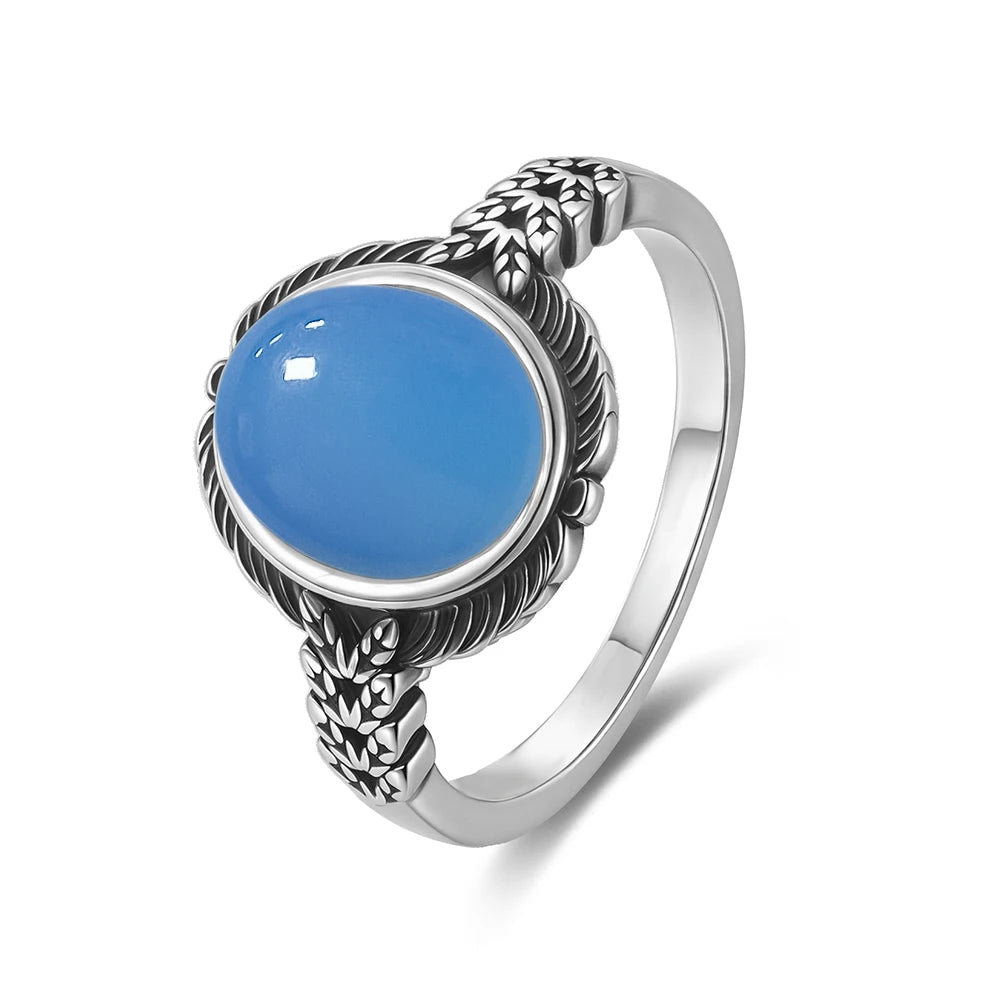 Vintage S925 Sterling Silver Natural Blakc Onyx Ring Oval 8*10MM Simple Black Twists Ring Party Gifts Fine Jewelry For Women Men