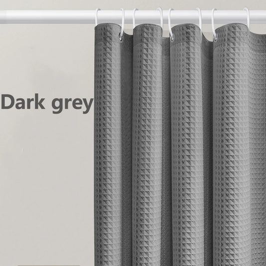 Thickened Waffle Solid Color Shower Curtain, Non-porous Double-sided Waterproof and Mildew Shading Suitable for Toilet, Bathroom