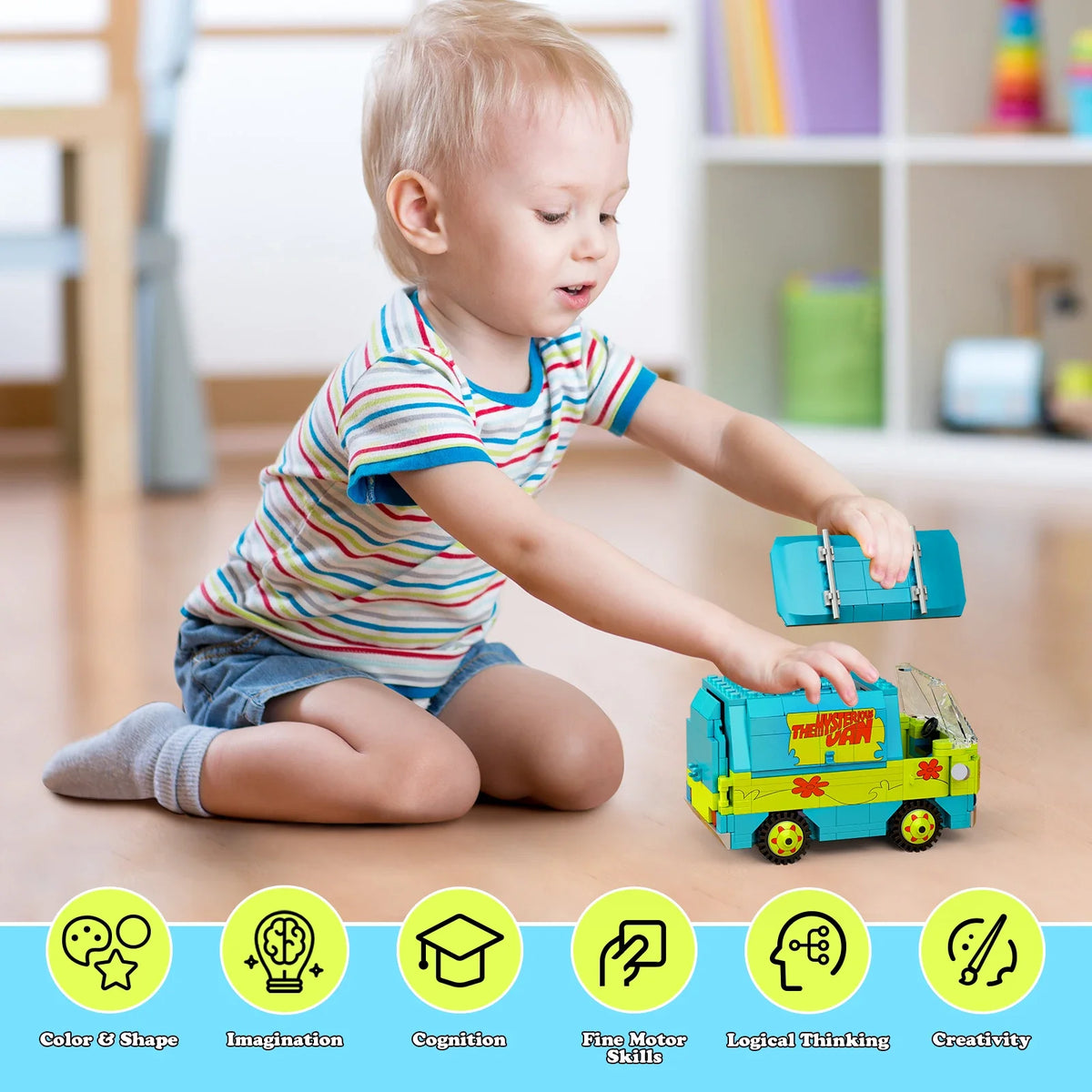 Mystery Van Building Blocks Set - Detective Adventure Car Model Educational STEM Toy Classic Cartoon Vehicle Kids Adults Gift