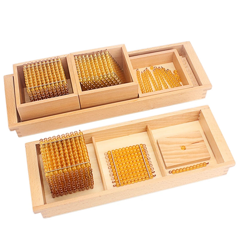 Montessori Math Educational Toys Gold Beads Material Symbols With Trays Kids 5 Years Teaching Toys Students Learning Arithmetic