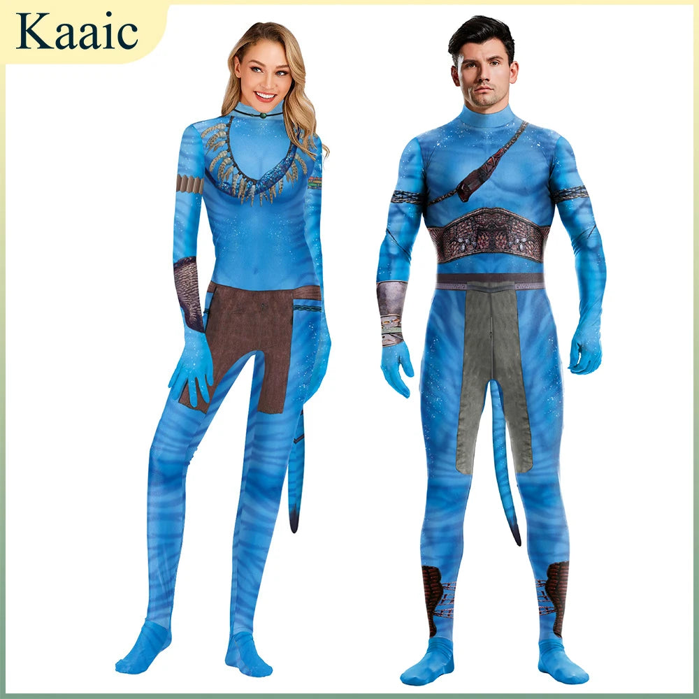 Avatar Costume Cosplay Women and Men Couple Family Girl Bobysuit Jumpsuit Alien ClothingThe Way of Water Christmas Halloween