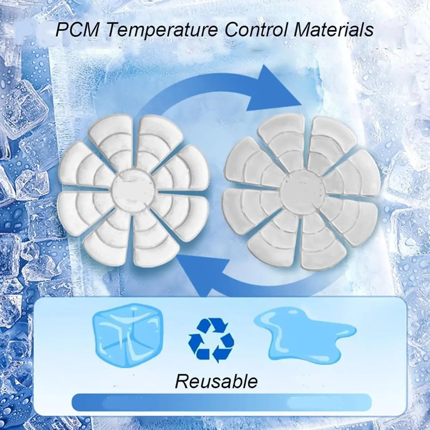 PCM Cooling Cap Liner Adjustable Ice Pad for Summer Universal Hat Fit with Instant Cooling Gel for Outdoor & Hot Weather