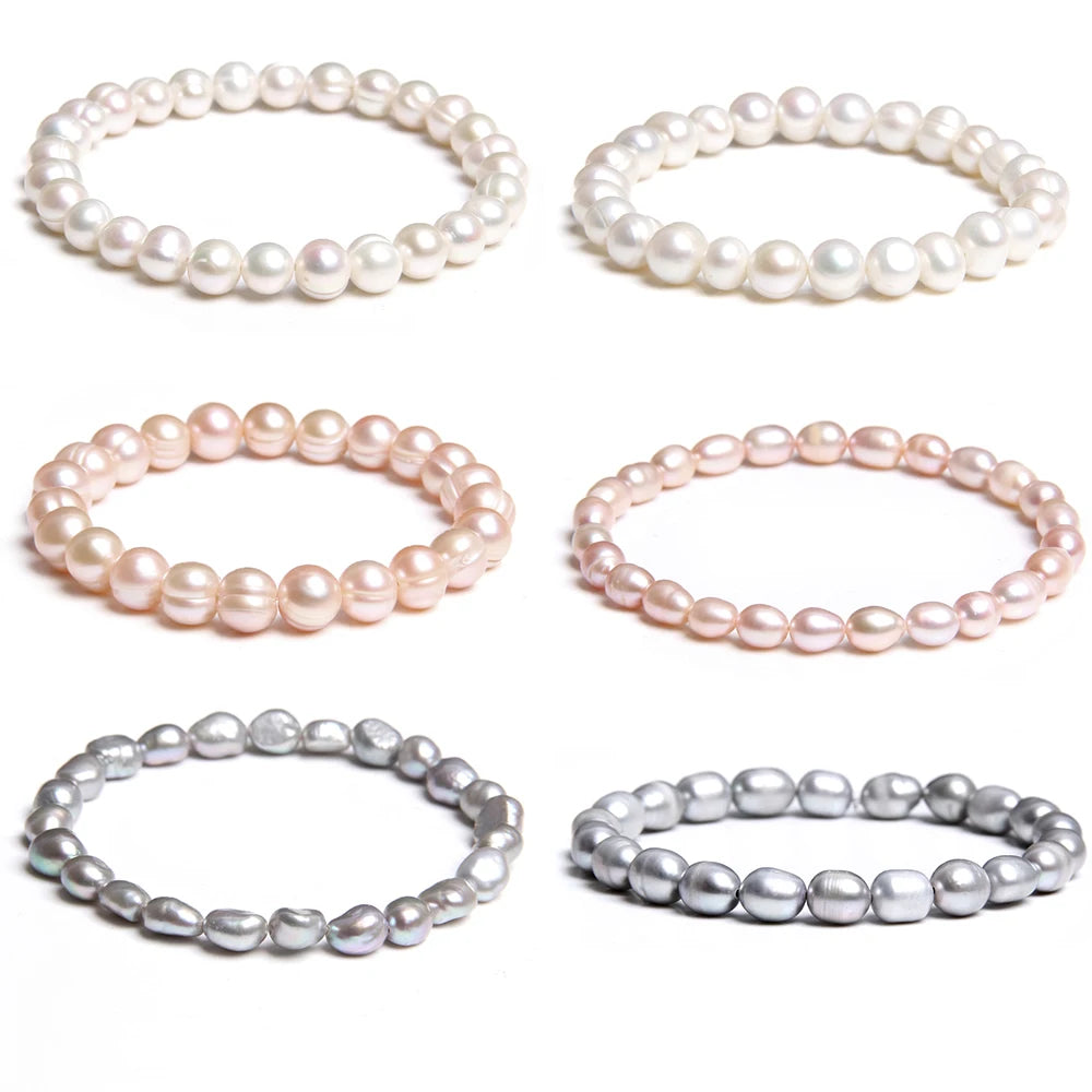 2024 New Natural Freshwater Pearl Stretch Bracelet Elegant Retro Female Pearl Bracelet High Quality Jewelry Gift For Women