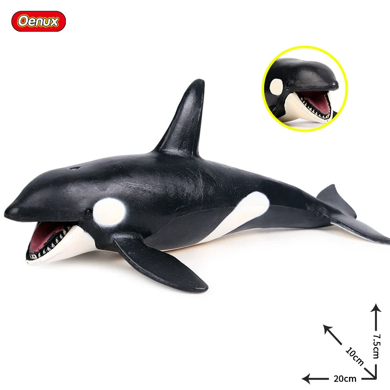 Oenux Ocean Animals Action Figures Sealife Shark Whare Megalodon Model Figurines PVC Home Decoration Kid Cognitive Education Toy
