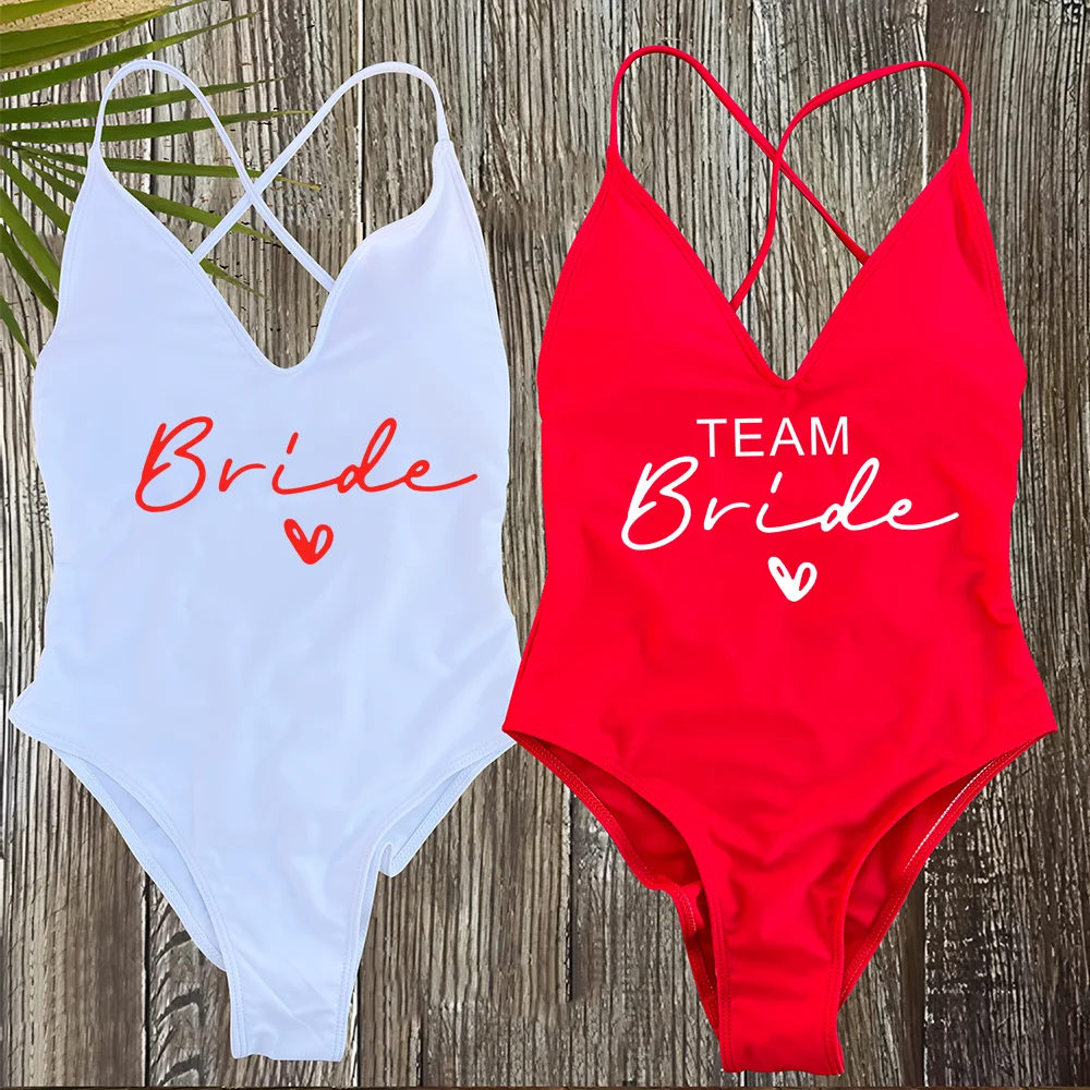 Sexy Padded One Piece Swimsuit Women Team Bride Swimwear Bikini Summer Bathing Suit Plus Size Beachwear Bachelorette Party Lady