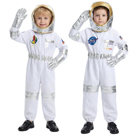 Kids Spaceman Costume with Cap – Astronaut Role Play Outfit for Boys & Girls, 110–140 cm