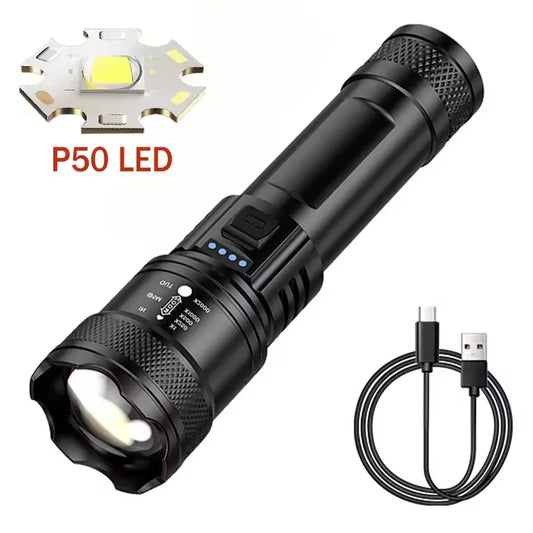 COB+XPE Mini Portable Flashlight Zoomable Small Torch USB Rechargeable Outdoor Camping Fishing Long Range Emergency Lantern