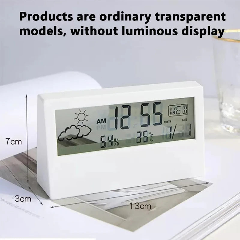Electronic Clock Temperature Humidity Meter Weather Station for Home With Alarm LED Thermometer Thermo-Hygrometer Multifunction