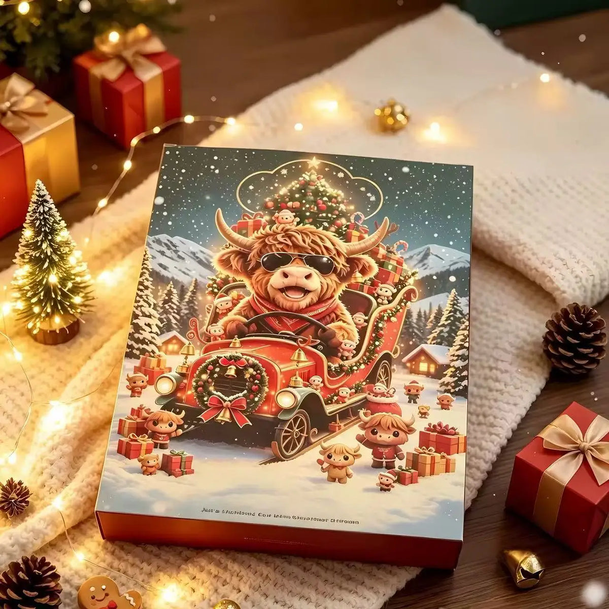 Highland Cow Figurine Advent Calendar – 24-Day Christmas Countdown Gift