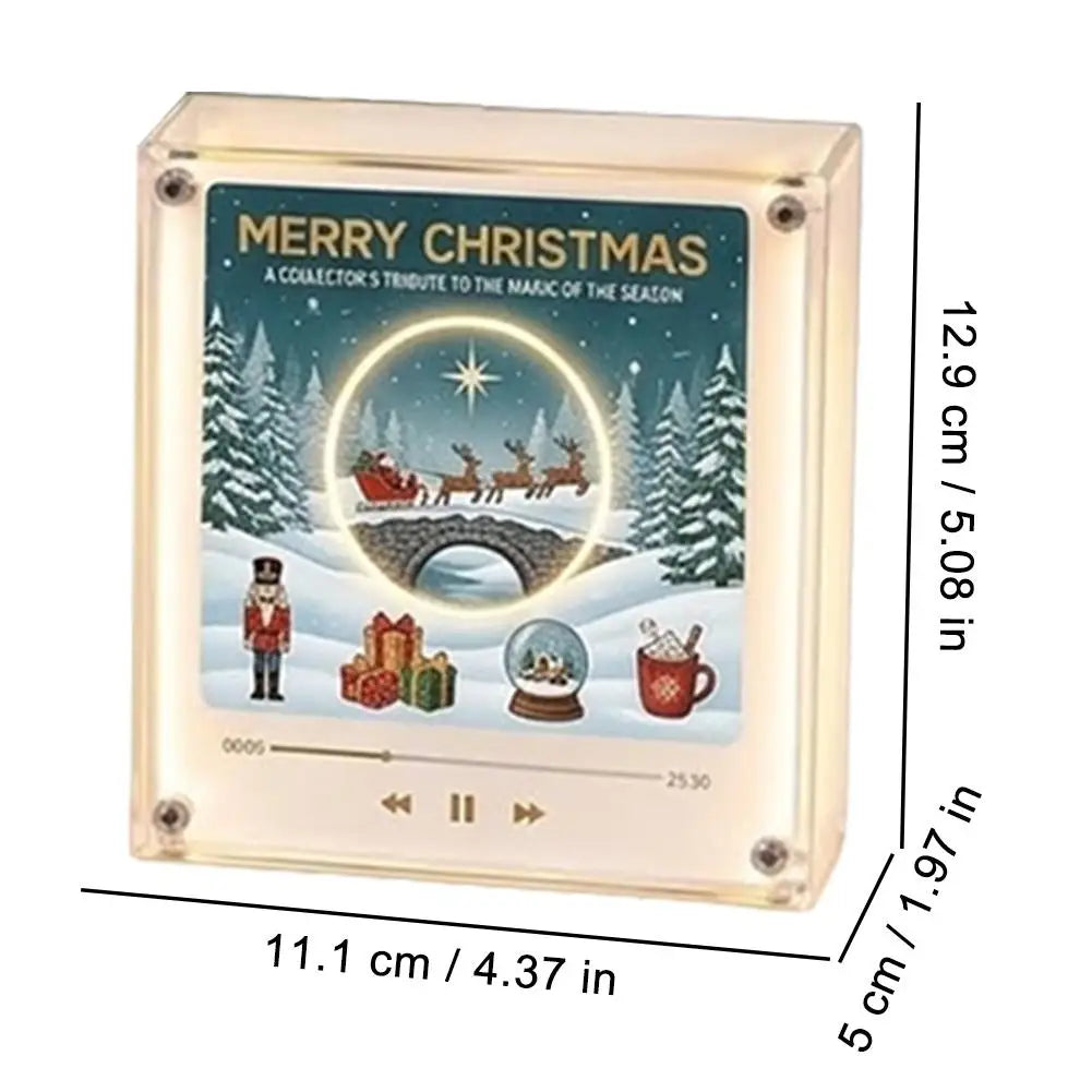 Magnetic Music Box Fridge NFC Vinyl Record Player With Night Light Built-in Glow LED Decor Lamp Fridge Magnet Christmas Gift