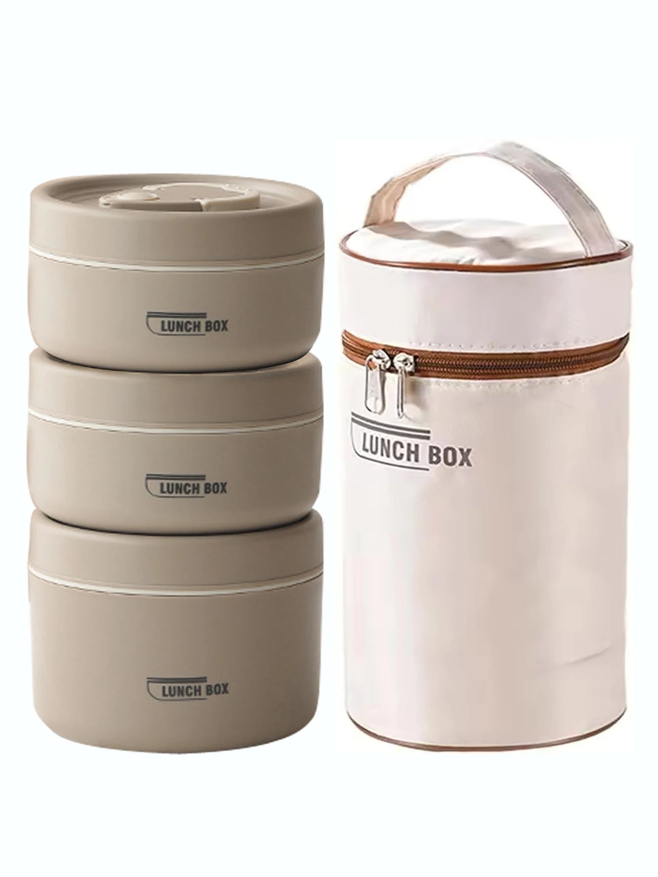 4pcs Portable Insulated Food Lunch Container Set with Thermal Lunch Box 3 Separate Stackable Lunch Container for Adult Kids