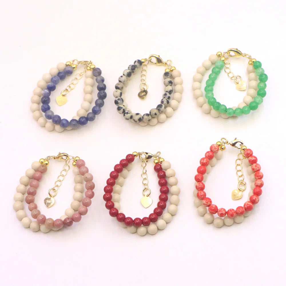 Fashion Lovely Natural Stone Crystal Bracelet Baby Baptism Lobster Clasp Parts Yoga Christmas Wedding Girls Gift Jewelry Charm