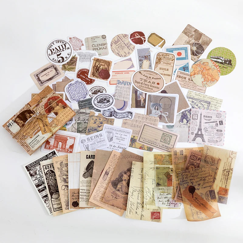 Yoofun 60pcs/pack Multi-Material Sticker Pack Vintage Mushroom Plants butterflies Stickers for Journal Scrapbooking Craft Making