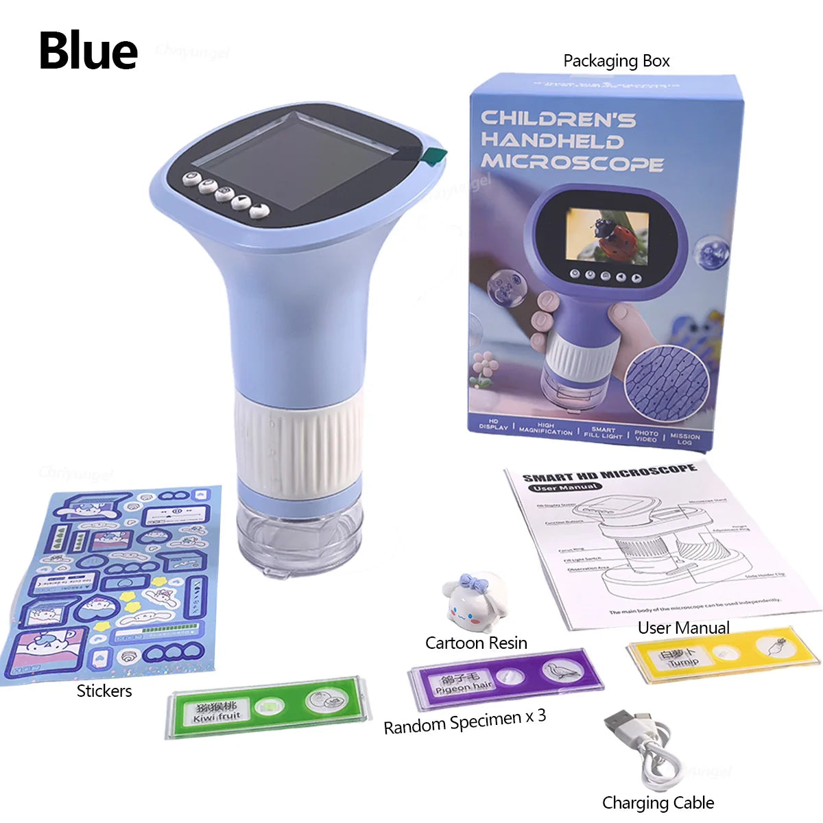 Chriyungel 1000X Handheld Digital Microscope for Kids STEM Science Toy with LED Light for Photo Video Educational Toys Gift