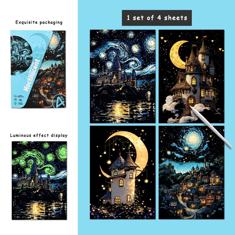 4 pcs A5 light scratch drawings, adult colorful scratch paper, student creative toy scratch drawings
