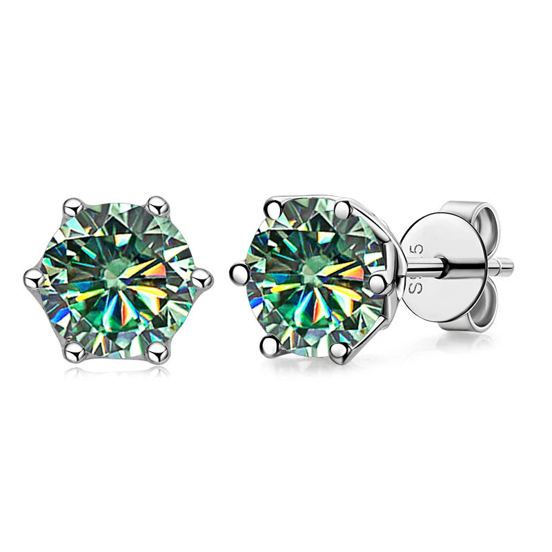 JoyceJelly 1/2/4CT VVS D Color Moissanite Russian Cut 8H8A Lab Diamond Stud Earrings For Women S925 Sterling Silver Fine Jewelry