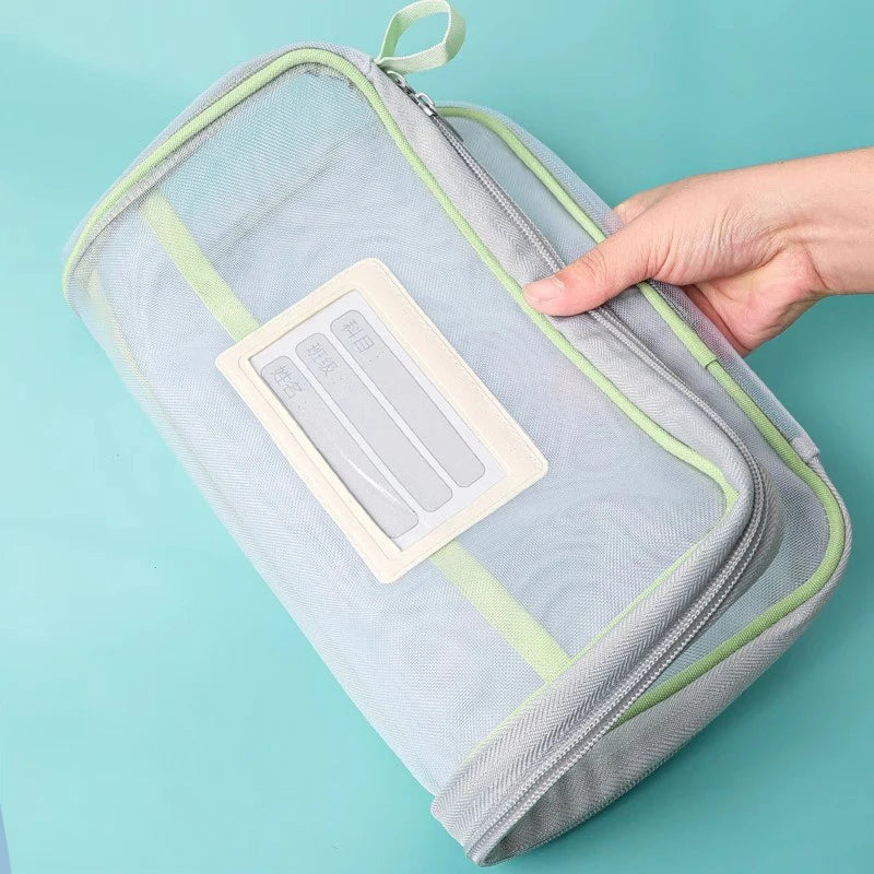 Large Capacity Double-layer A4 Stationery Organizer Storage Bag With Zipper Folders School Office Supplies