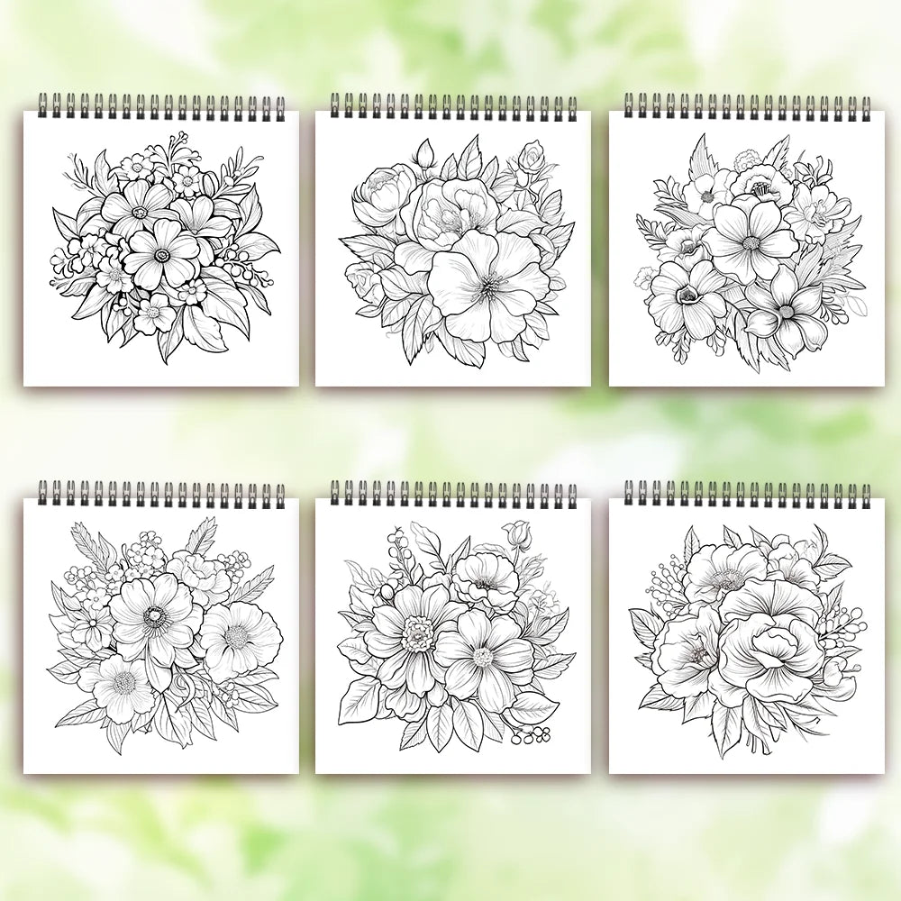 Adult coloring book - 30 Sheets women's spiral coloring book, 8.3x 8.3 inches, drawing book, birthday gift, holiday party gift