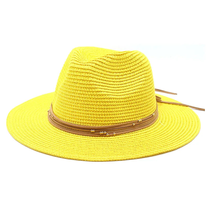 Big Size 60CM New Straw Hat 7cm Brim Summer Cooling Beach Sun Hat Outdoor Party Panama Jazz Hat Sombreros De Mujer