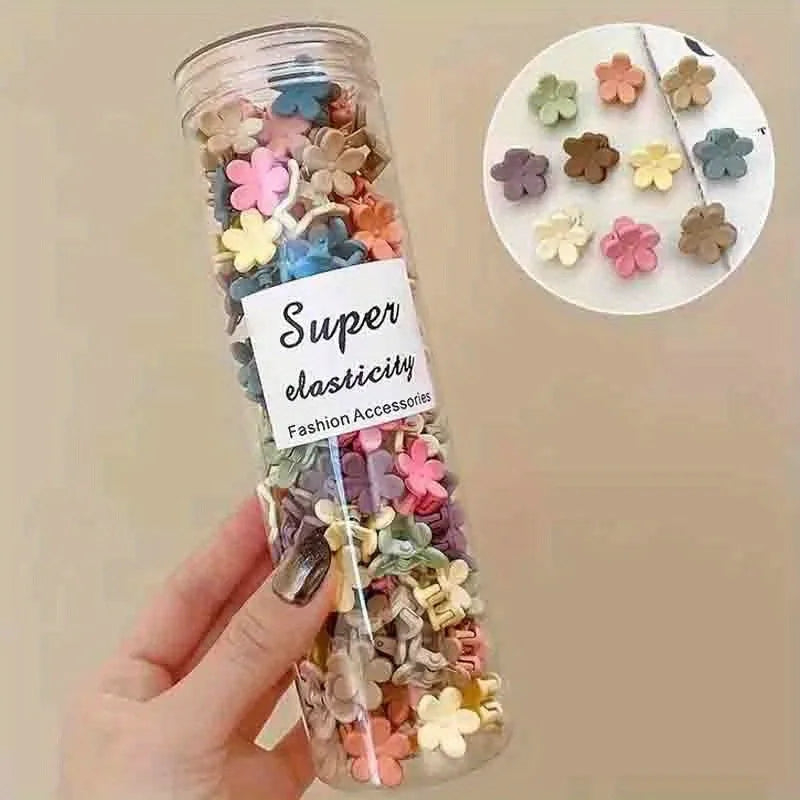 20/30/50 sets of mini hair clips, cute plastic flower-shaped hair accessories, pure color braids, suitable for teenagers, cute g