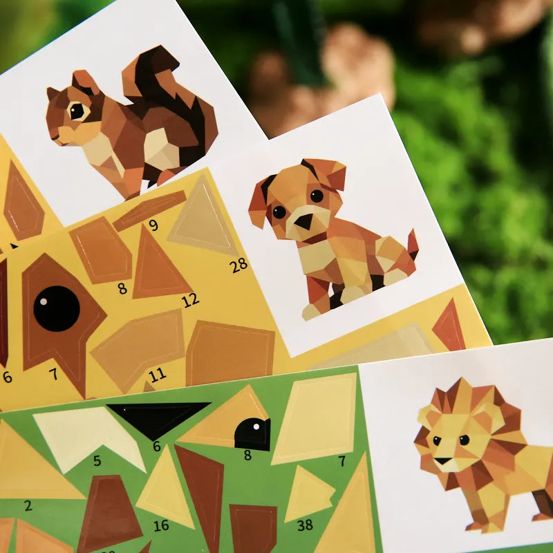 4 Styles Cute Animal Puzzle Sticker Books, Educational Toys for Kids Ages 3+, Fun Learning Activities for Toddlers and Children