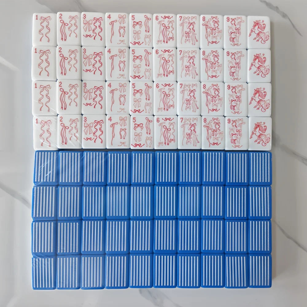 New Arrival Acrylic Luxury American Mahjong Card Set 160 Tiles Blue Stripes Portable Mah Jongg Surprise Gifts Indoor Board Game