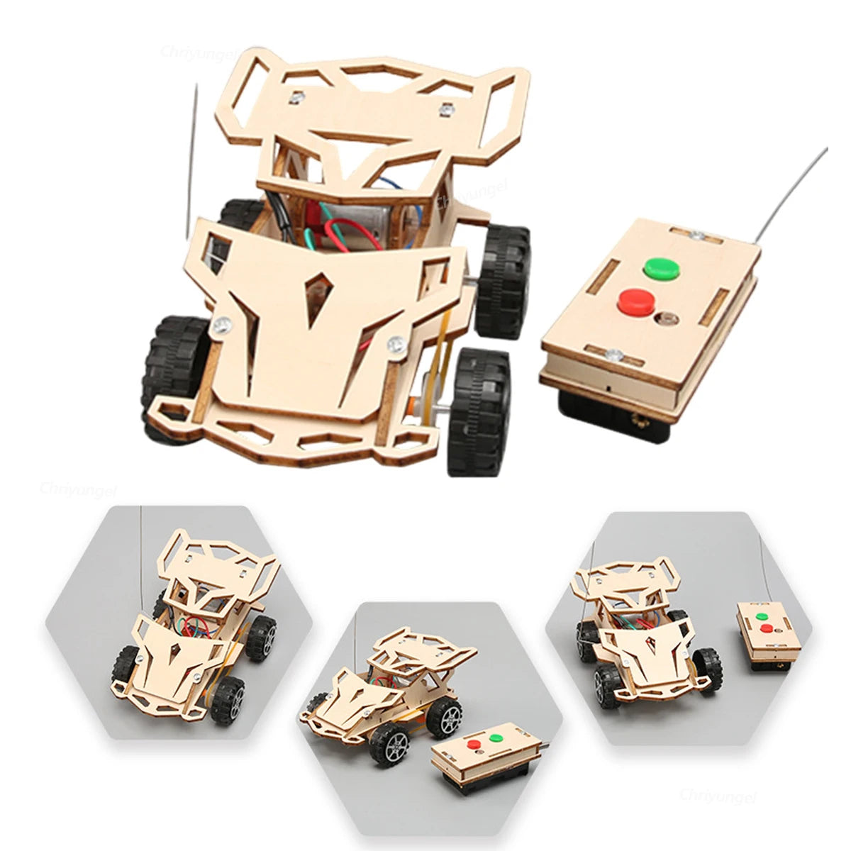 DIY Wooden Remote Control Car Racing Assembling Educational Science Experiment Kits STEM Building Toys for Teen Kids Gifts
