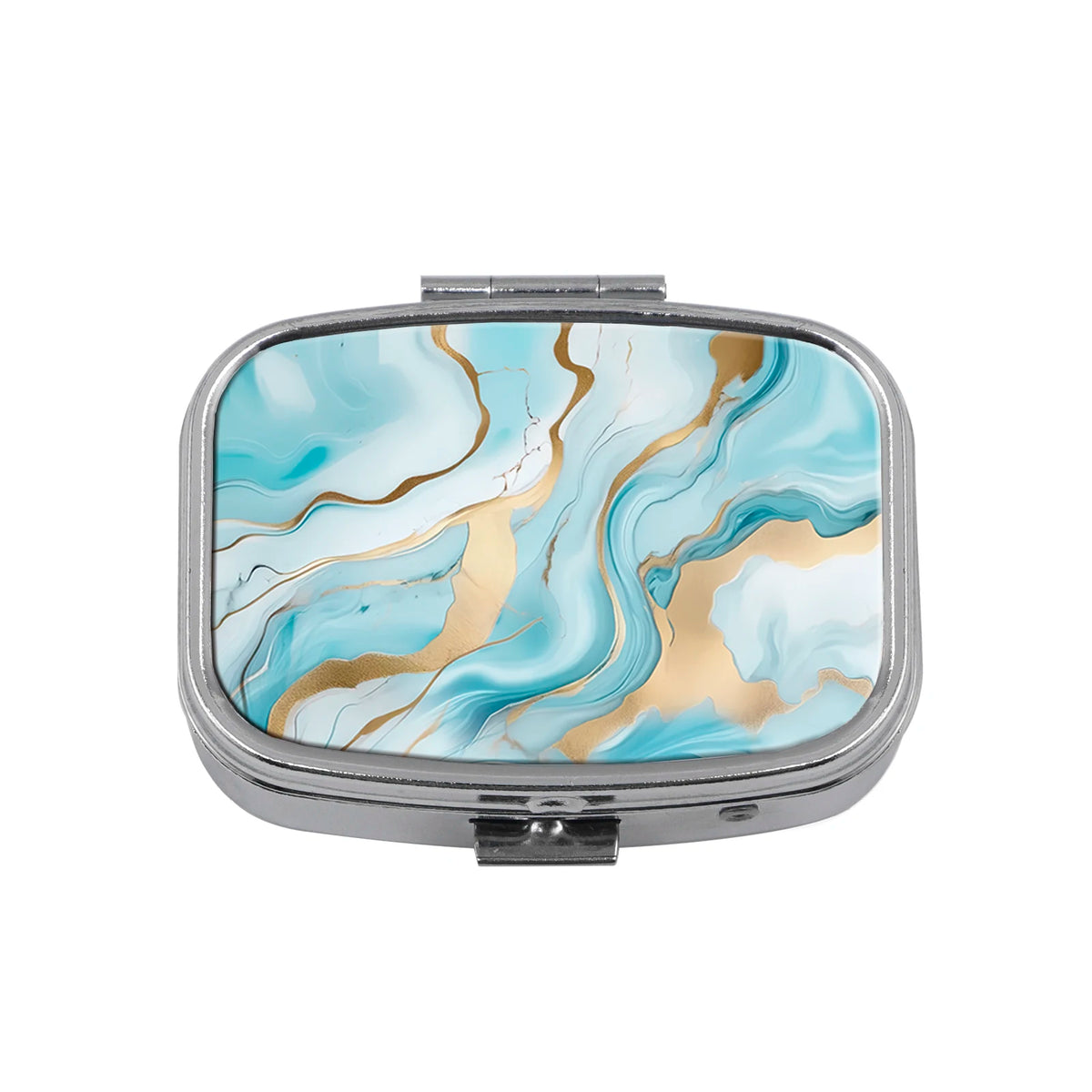 Stained Glass Metal Medicine Box Marbling Pill Packaging Health Products Moisture Resistant Storage Case Personalized Casket