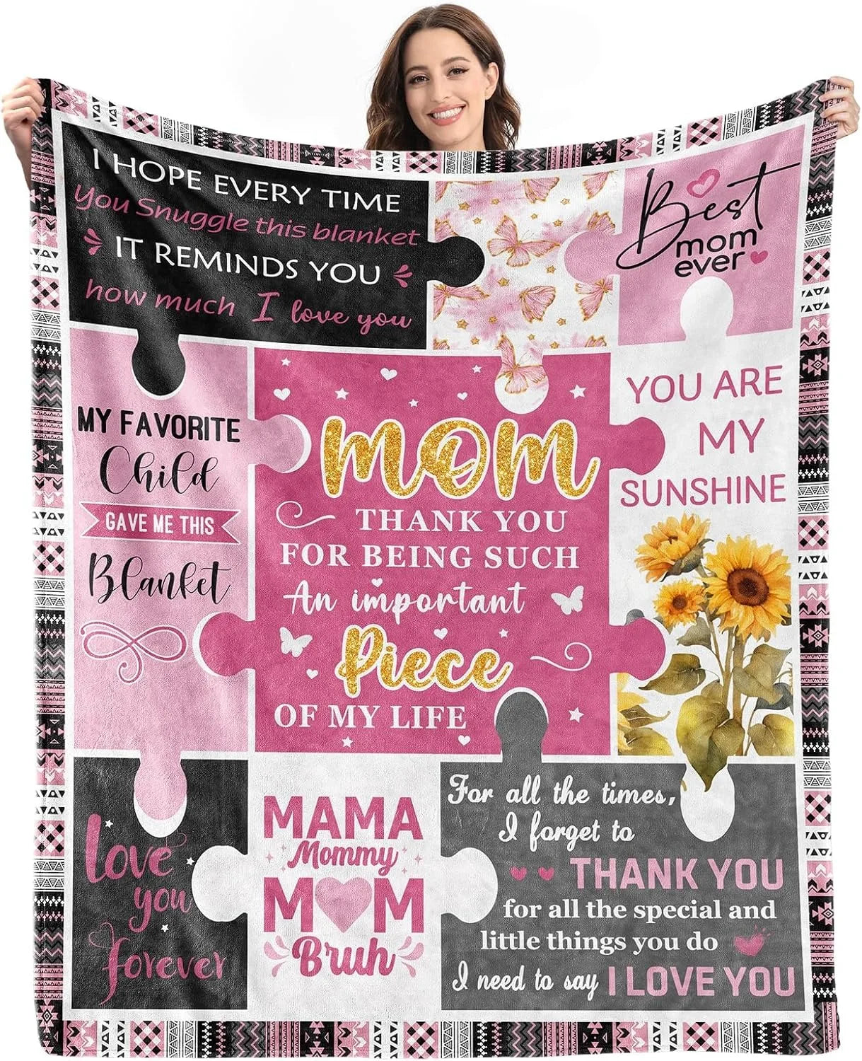 1PC Gift To Mom Thin Blanket for Anniversary Birthday Mothers Day Fathers day for Mom Dad Wife Sister Grandma Abuela Soft Throw