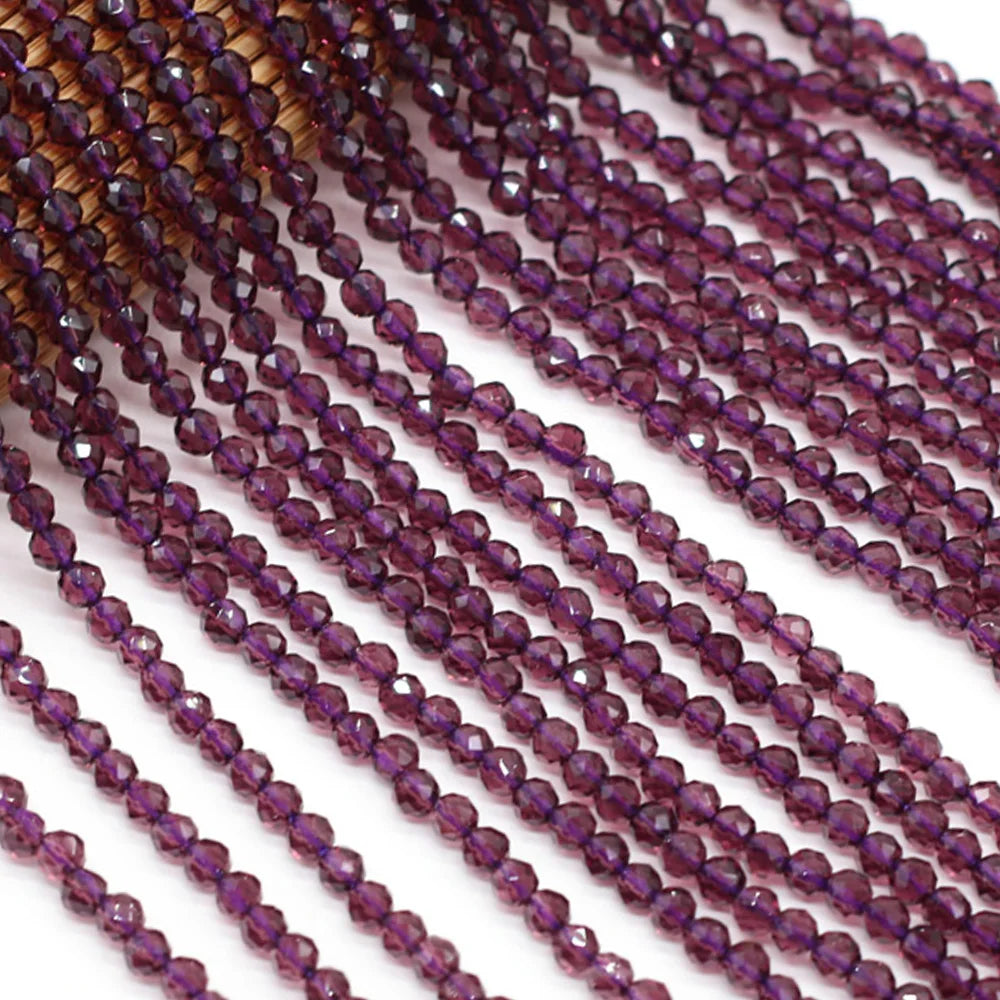 5 Strings Natural Spinel Stone Beads Faceted Round Crystal Spacer Glass Beads Bracelet DIY Jewelry Making Bracelet Necklace