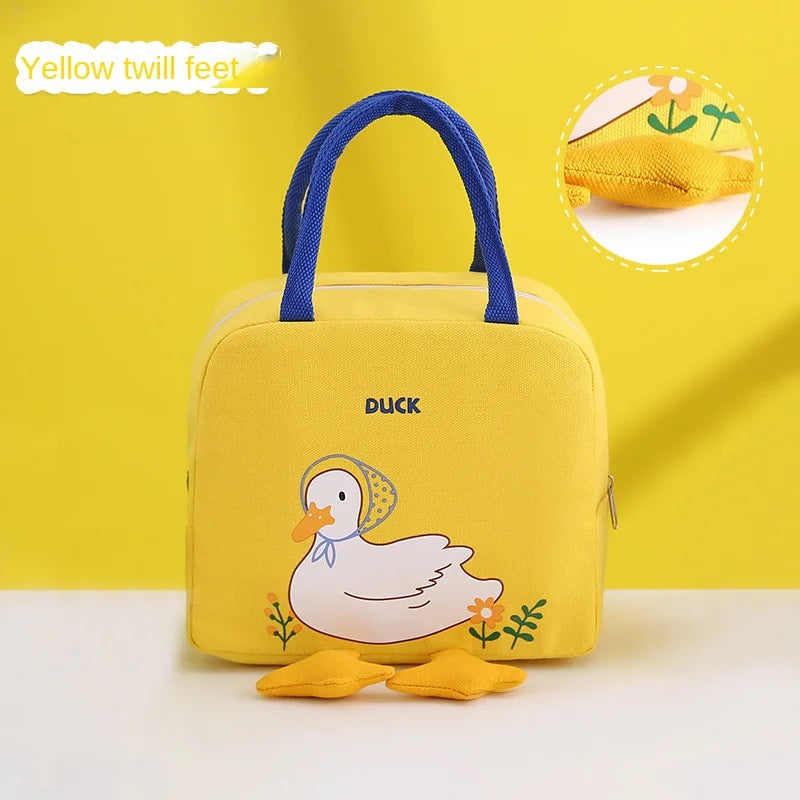 Kids Portable Insulated Thermal Picnic Food Cute Yellow Duck Lunch Bag Box Tote Food Fresh Cooler Bags Pouch for Children Bag