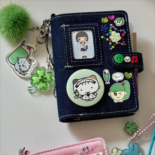 Denim M5 Mini Binder Notebook with Clear Window Pocket Aesthetic Portable Journal DIY Decor Binder Scrapbooking Daily Planner