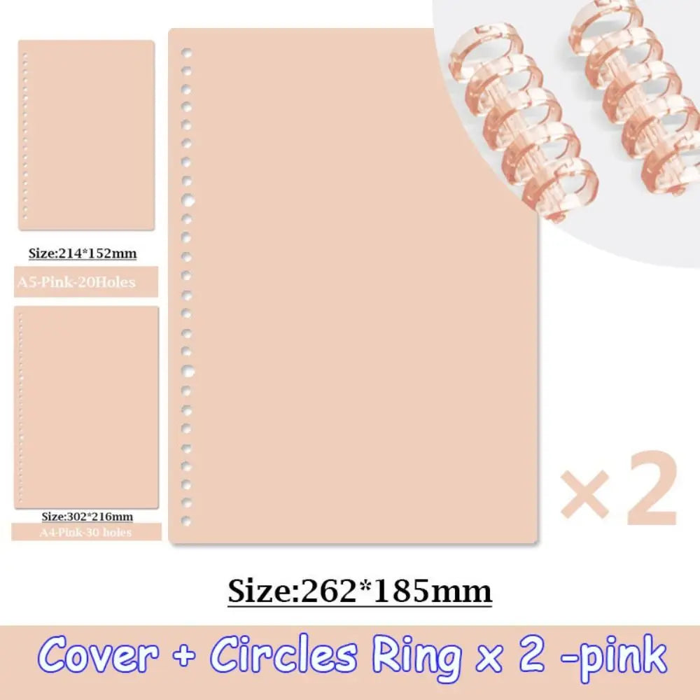 4Pcs PP Loose-leaf Book Cover A4 A5 B5 Transparent DIY Loose Leaf Notebook Colorful Binder Spiral Ring Office School Supplies