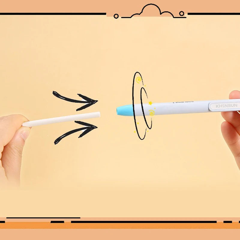 Press Eraser Pen with Replaceable Core Retractable and Pushable Art Eraser for Students and Children Stationery Supplies