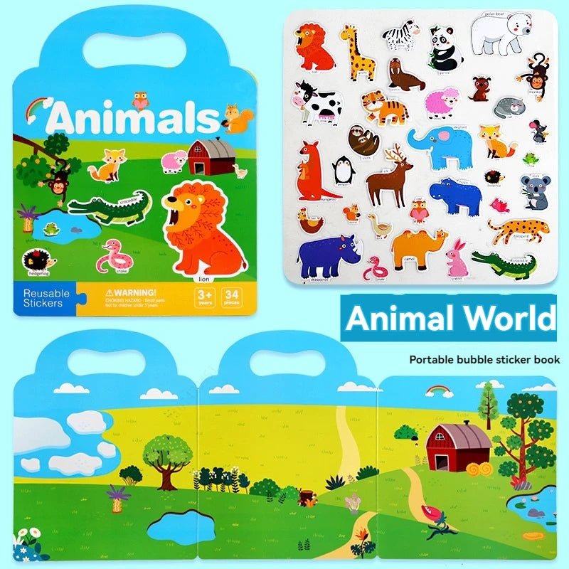 Reusable Sticker Book for Kids Vehicles Truck Stickers Educational Learning Travel Stickers Activity Books for Toddler Girls Boy