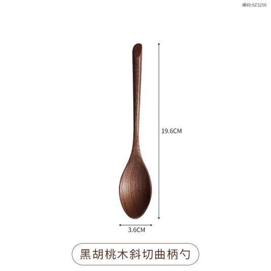 Black Walnut Cutlery Set Spoon and Fork Set High-grade Solid Wood Chopsticks Soup Spoon Coffee Dessert Jam Supplies