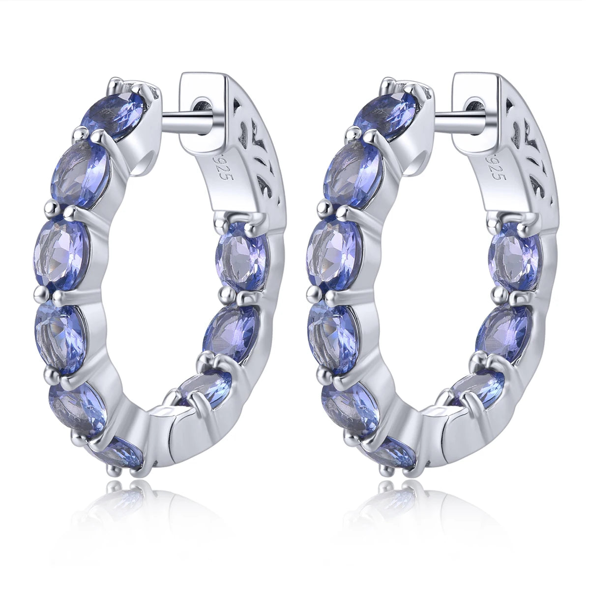 Natural Tanzanite Sterling Silver Hoop Earring 3.5 Carats Genuine Gemstone Classic Exquisite Fine Jewelrys S925 Jewelry Gifts