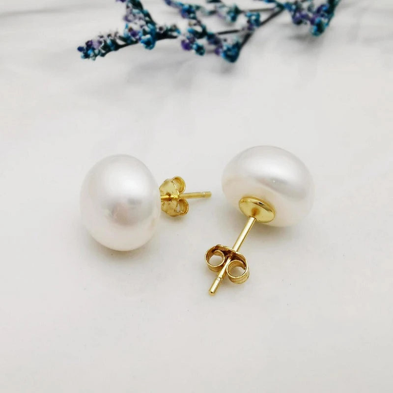 Wholesale Natural Freshwater Pearl Earrings Real S925 Sterling Silver Stud Earrings For Women Jewelry Birthday Gift