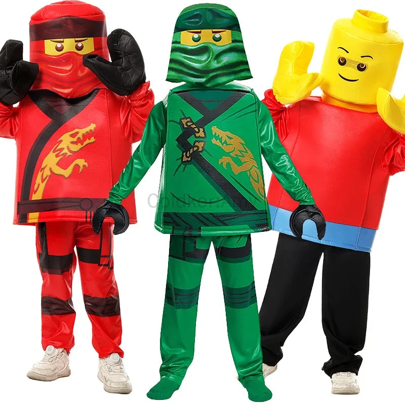 2026 New Arrival Halloween Costumes for Boys Ninja Red Warrior Full Costume Set for Kids Dress Up Party Includes Mask, Gloves