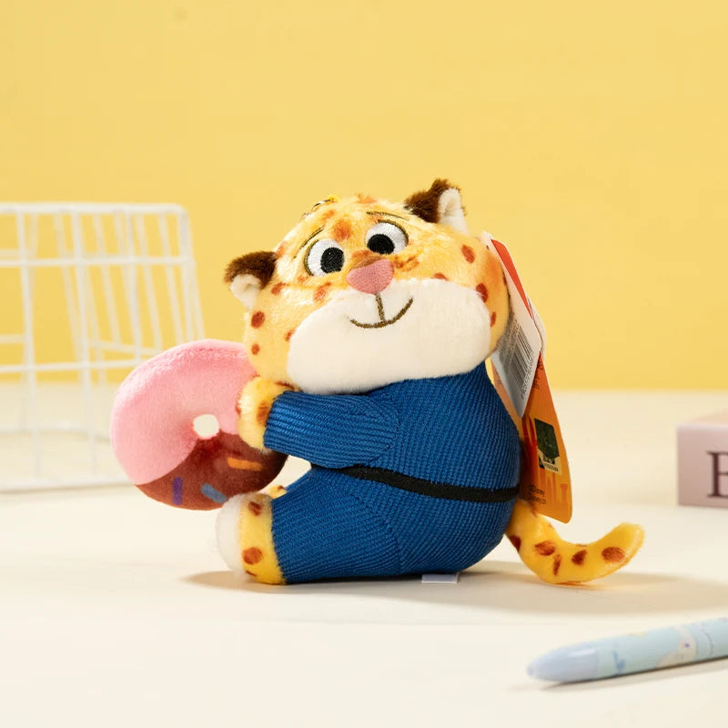 Disney Zootopia 2 Clawhauser Donut 12cm Mini Plush Keychain Kawaii Soft Bag Pendant Gift for Kids Fans