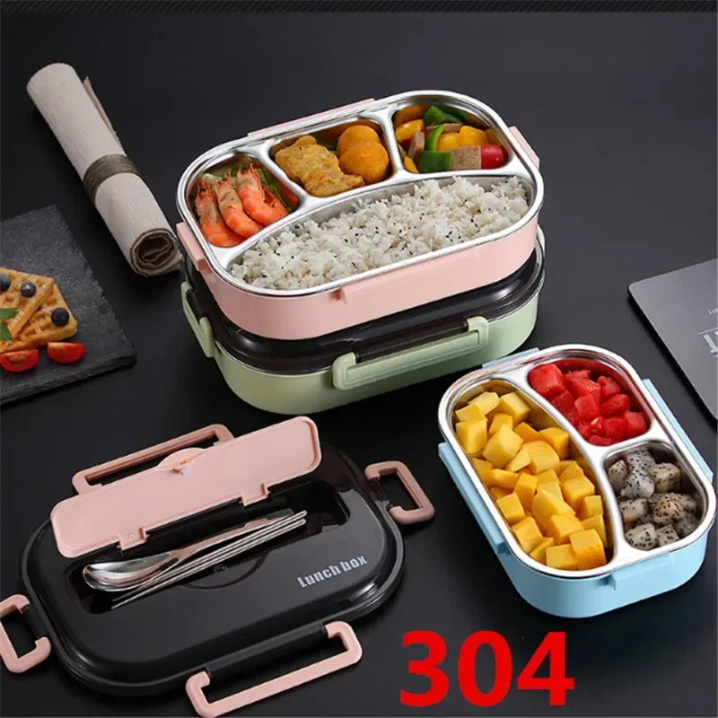 Japanese Kids thermal Lunch Box 304 stainless steel Bento Tableware Compartment Microwave Container Box Thermos for Food