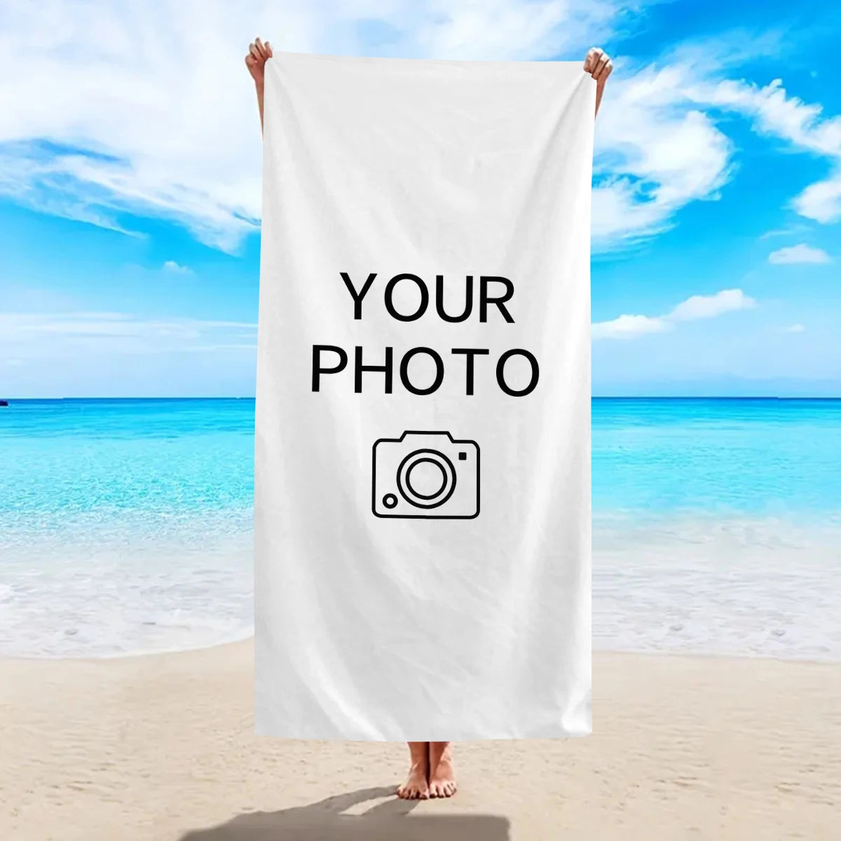 1pc Customized beach towels, personalized photos logo、 Customized logo and text quick drying absorbent beach towels