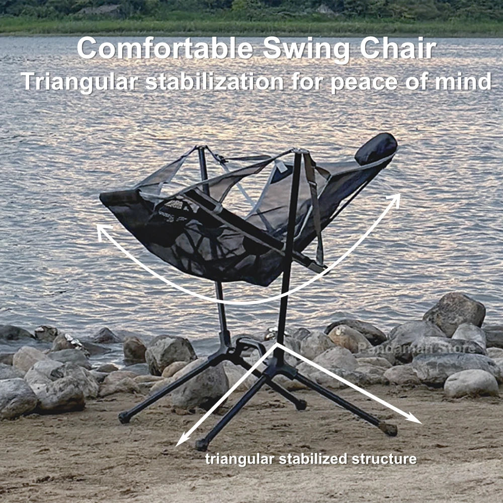 Portable outdoor camping swing rocking chair lightweight durable stable folding chair breath netting mesh seat cool summer chair