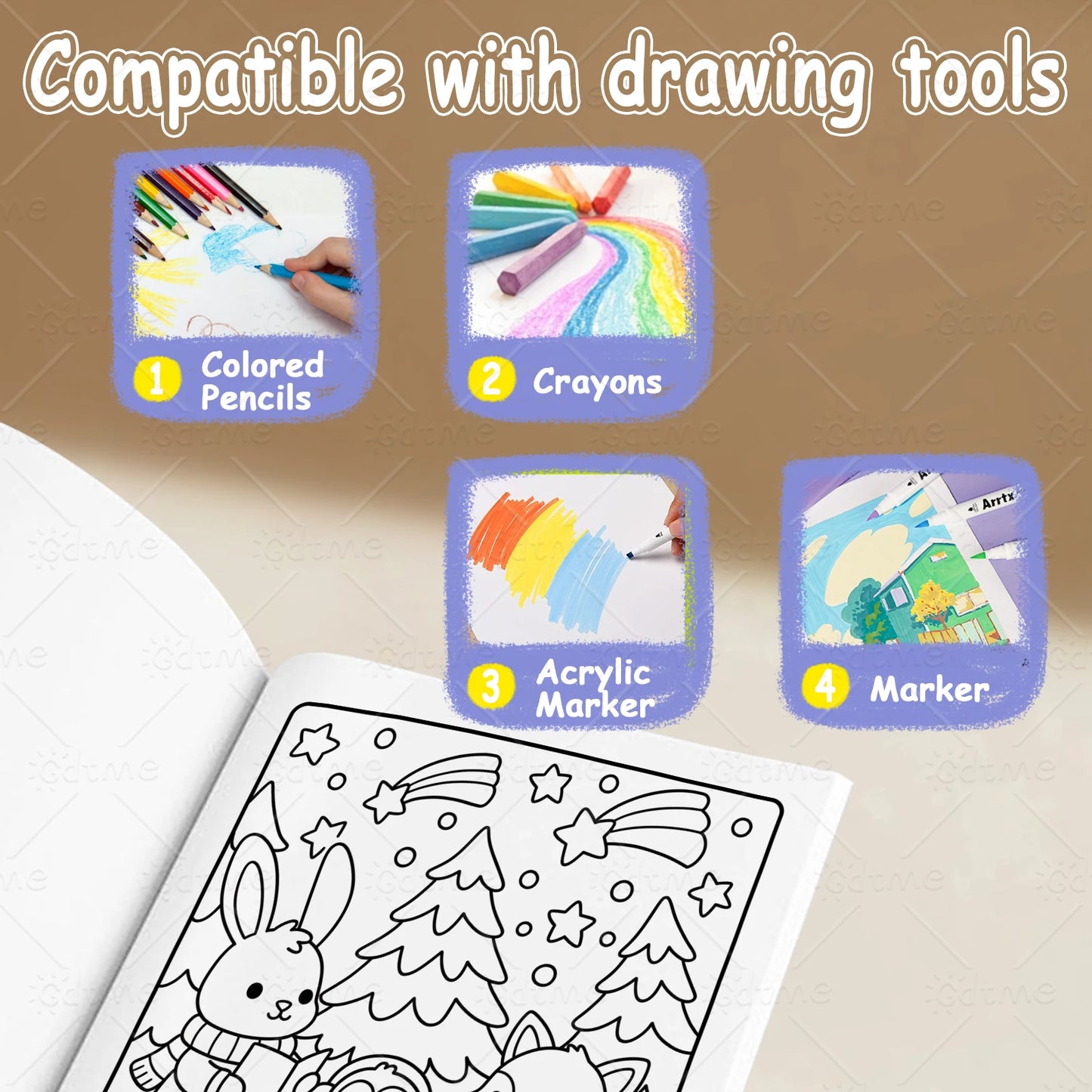 HYGGE HO HO HO SUPER CUTE & COZY CHRISTMAS Coloring Book for Adult Relaxation Kids Educational DIY Painting Drawing Book