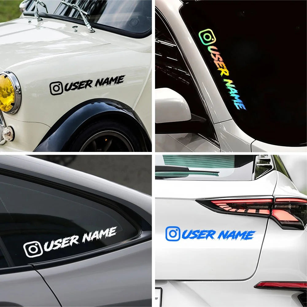 1PC Custom Car Sticker Instagram Cool Fonts Waterproof DIY Vehicle Window Motorcycle Bicycle Scooter Helmet Durable Vinyl Decals
