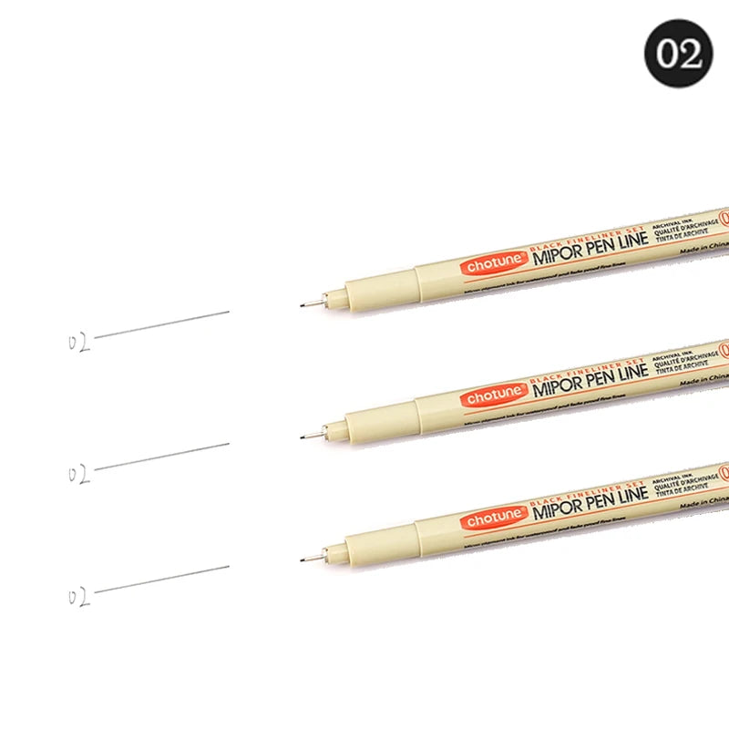 12 Tip Pigment Liner Micron Ink Marker Pen for Manga Draw Sketching Needle Pen Hook Line Pen Sketch Stationery Set Art Supplies