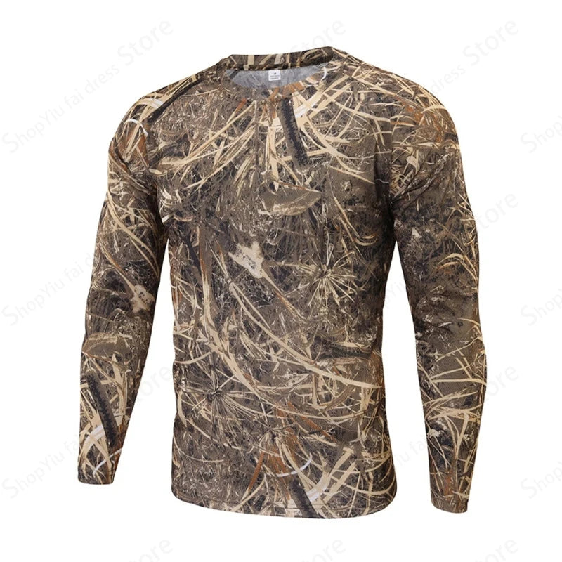 2025 Men's Camouflage 3D Printed Pattern Long Sleeve T-shirt Fashion Breathable Top Men's Outdoor Camouflage Top Men's Clothing