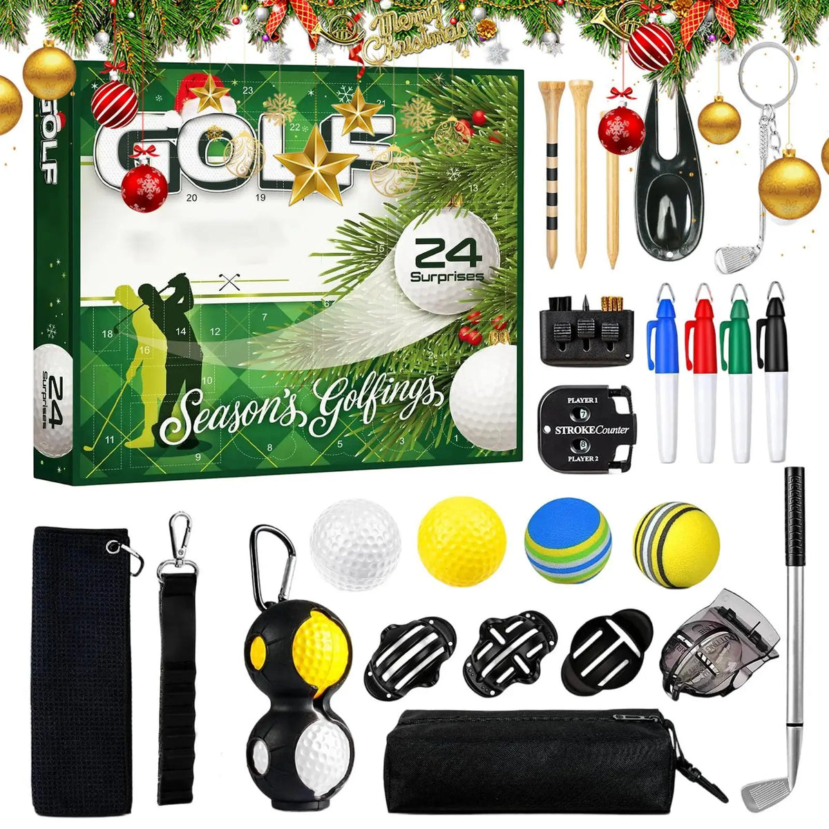 Christmas Countdown Calendar Festive Advent Favors 24 Days Christmas Countdown Golf Accessories For Adults Husband Family gifts