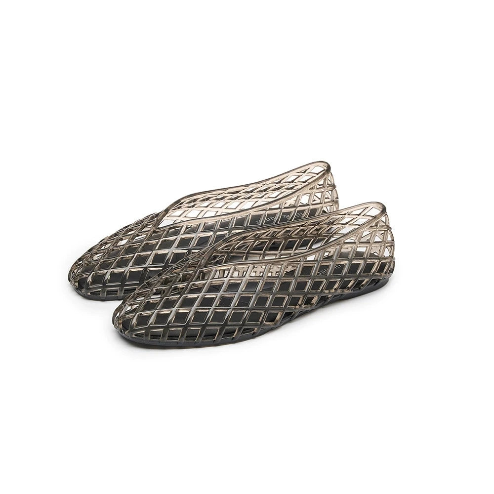 Women's Colorful Hollow Grid Flat Sandals Summer Ladies Flat Jelly Shoe DIY Non-slip Vacation Beach Shoes with Shoes Accessories