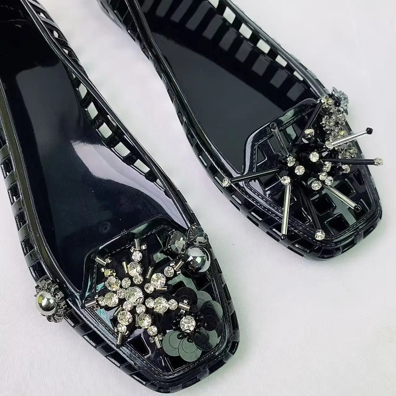 Jelly Crystal Shoes Women's Shoes Night-Glow Set Accessories Crystal Sandals Jelly Shoes Slip-On Slippers Lazy Slippers